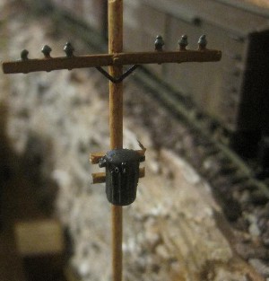 Telephone poles on model RR layout